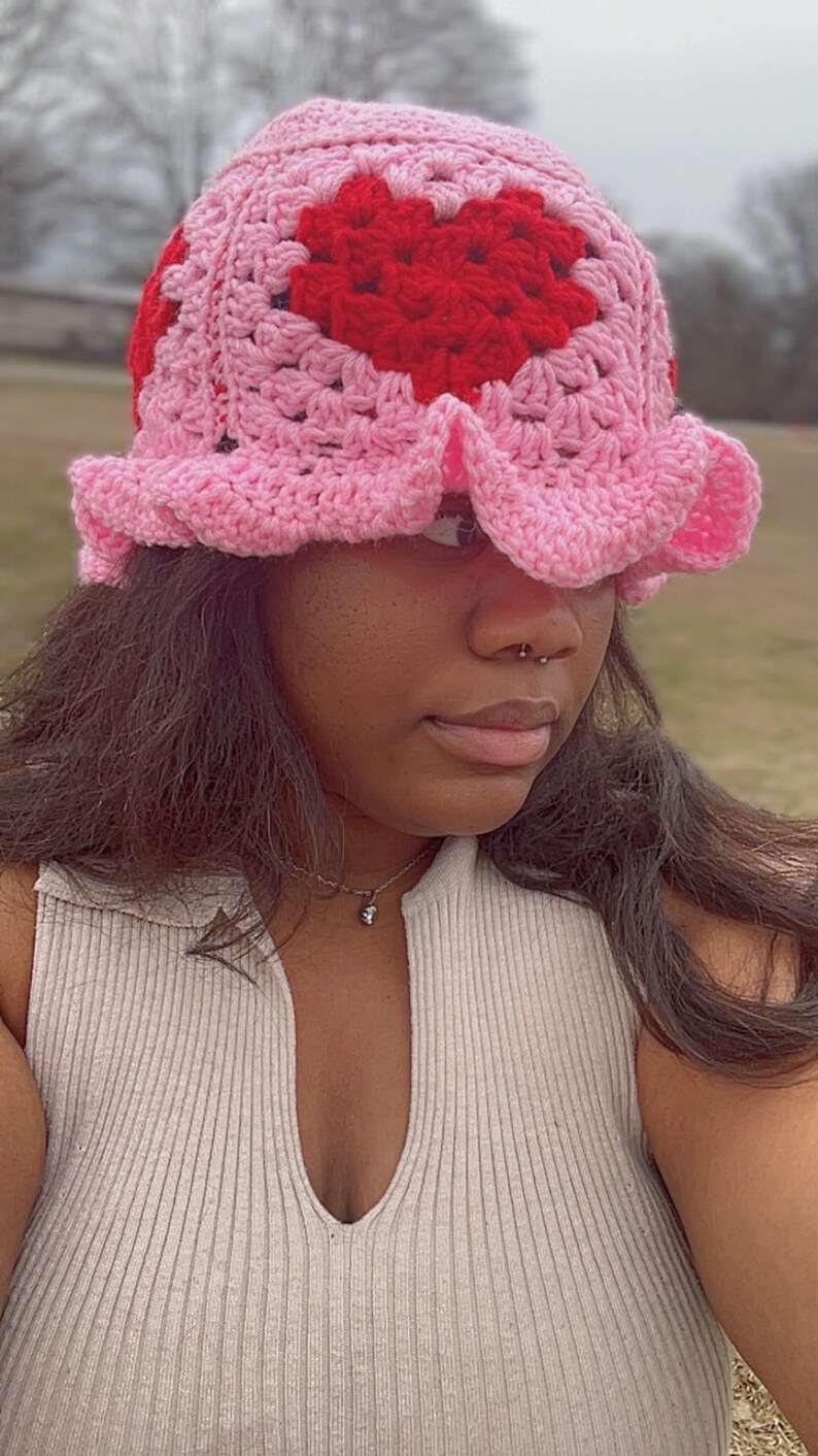 Hat Ruffles Red Valentine Crochet Ruffles Hat - Etsy