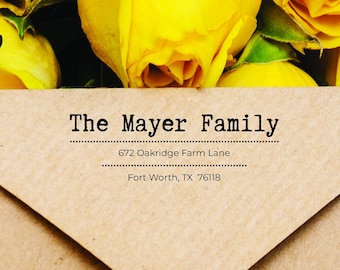 Personalized Return Address Stamp: Custom Family Name Rubber Stamp