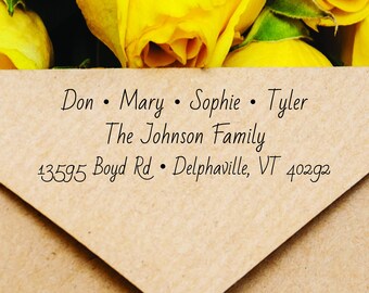 Personalized Family Name Return Address Stamp: Self-Inking Rubber Stamp