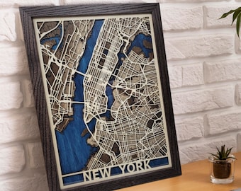 Custom Laser Cut Wood City Map: Personalized Wall Art