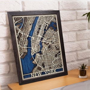 Custom Wood City Map Wall Art, Personalized Wooden City Street Map, 5th Anniversary Gift, Laser Cut Wood Map Wedding Gift