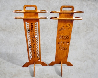 Customizable Wood Cornhole Scoreboard and Companion Tower Set with Drink and Phone Holders | Yard Games, Outdoor Sports Accessories