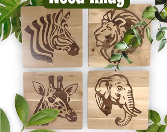 Maple Zebra Wall Hanging with Walnut Inlay, Rustic Nursery Decor