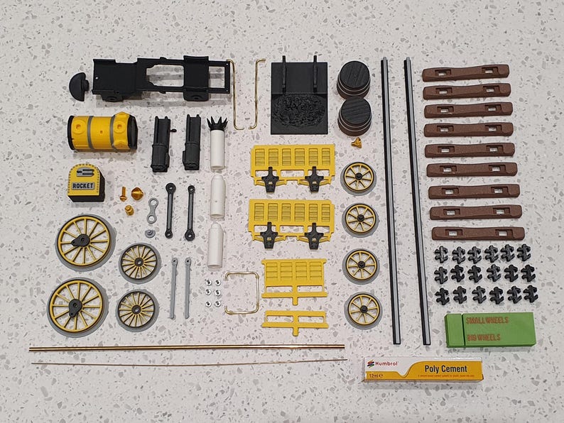 Scale O Model Train Kit Stephenson's Rocket Model Train Kit – 3D Printed 1:32 Scale Steam Train ...