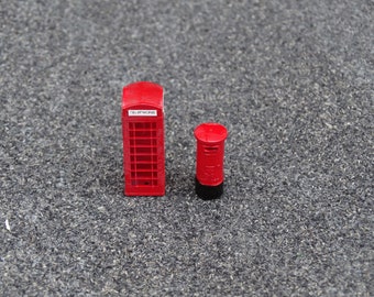 1:76 scale OO gauge hand painted Telephone box & Post Box 1 of each (Set No 8)