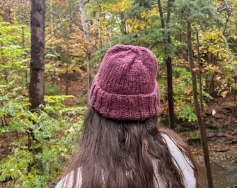 Hand Knit Solid Colored Chunky Beanie: Outdoorsy, Boho, Granola, Ski Style