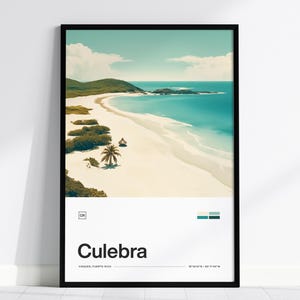 Culebra, Puerto Rico Poster – Beach Paradise with Minimalist Design, Available Framed/Unframed, Perfect Gift for Tropical Island Lovers