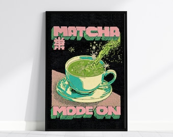 Matcha Mode Mode Poster: Retro Japanischer Tee Kunstdruck, Küche & Kaffee Bar Deko, gerahmt oder ungerahmt