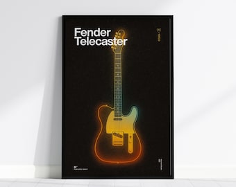 Lámina artística de guitarra Fender Telecaster: decoración de sala de música retro