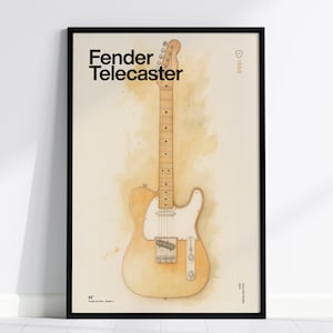 Fender Telecaster Guitar Art Print: Watercolor Electric Guitar