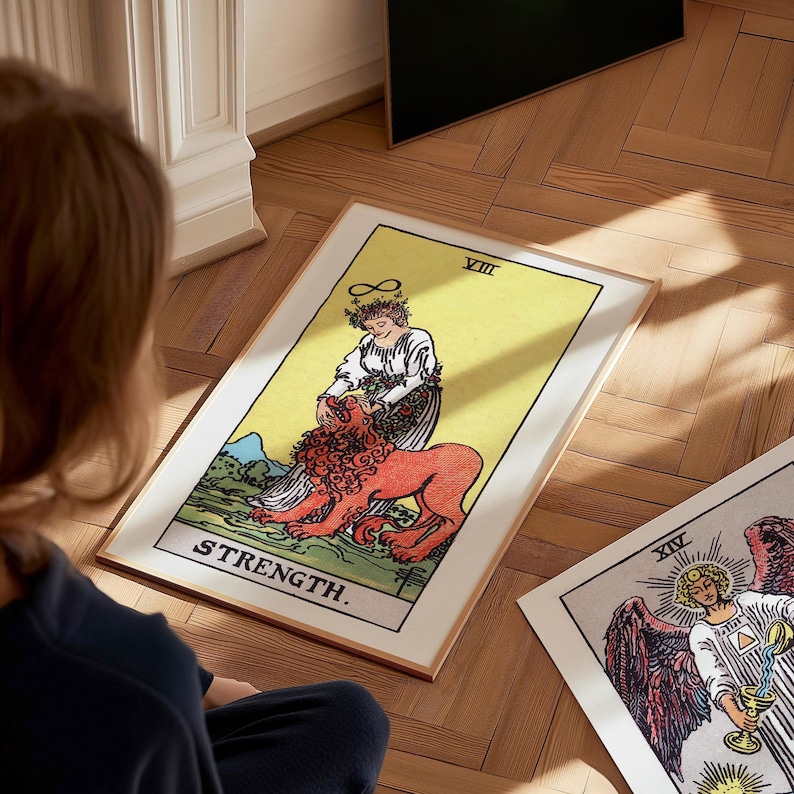Strength Tarot Poster - 1909 Rider Waite Wall Art Print, Available ...