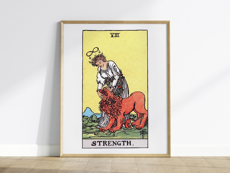 Strength Tarot Poster - 1909 Rider Waite Wall Art Print, Available ...