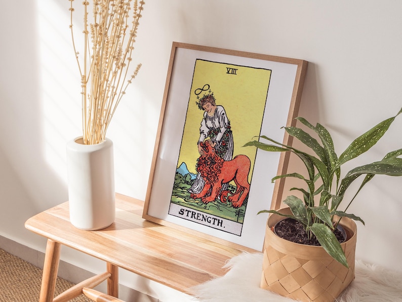 Strength Tarot Poster - 1909 Rider Waite Wall Art Print, Available ...