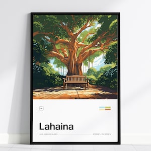 Lahaina Banyan Tree Poster: Minimalist Maui Art, Framed/Unframed