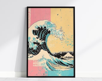 SURFS UP SAMURAI - Great Wave Big Surf Art Print 11x17 by Rob
