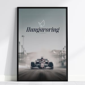 Hungaroring F1 Circuit Poster – Hungary Formula 1 Track Wall Art, Minimalist Racing Print, Motorsport Gift, Available Framed or Unframed