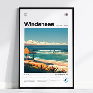 Windansea, San Diego Poster – Iconic Coastal Surf Spot with Minimalist Design, Available Framed/Unframed, Great Gift for Surfers, Surf Decor