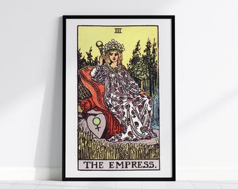 The Empress Tarot Card Art Print: 1909 Waite-Smith Illustration