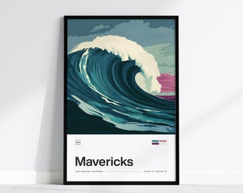 Mavericks Surf Print: California Coastal Art, Half Moon Bay