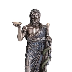 Asclepius Greek God of Medicine Statue Bronze Finish