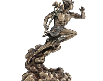 Estatua de Hermes Dios Mensajero Escultura de Bronce 22 cm Mitología Grecorromana Antigua