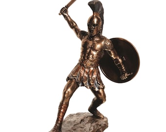 Hector Statue Greek Mythological Hero Bronzed Color Sculpture 29.50cm Figurine