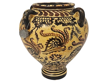 アポロ、ビガ・アンティーク／古代ギリシャの名作・2300年以上前の質感 ミケーネ文明 陶器のピトス容器とイカのアンフォラ 古代ギリシャ