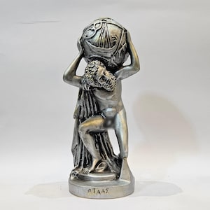 Atlasstandbeeld Griekse titan Griekse god zilverkleurige sculptuur 8,27 inch