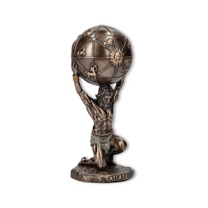 Atlas Titan-beeldje standbeeld Griekse god gebronsde sculptuur