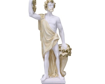 ディオニュソス神彫刻大理石鋳造像緑青色24 cm