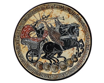 Helios God Plate Greek Ceramic Terracotta Hand Painted Wall Hanging