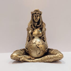 Gaia Goddess Statue Greek Goddess of Earth Bronzed Color 6.70 inches