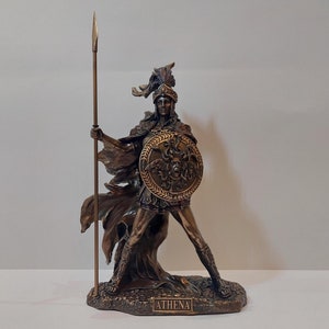 Athena Statue Greek Goddess of Wisdom, War, and Crafts Bronzed Sculpture 29.50cm