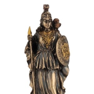 Athena Goddess of War Mini Statue Bronzed Color