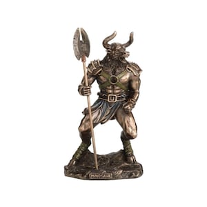 Minotaur Mythological Monster Statue Bronzed Color Sculpture