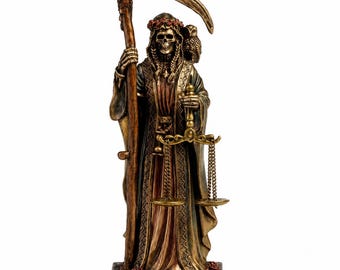 Mini Santa Muerte Holy Death Reaper Statue Cold Cast Resin Sculpture Figurine Gothic Altar
