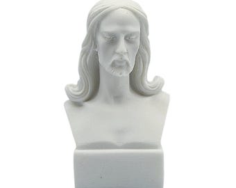 Jesus Christ Bust Statue Handmade Alabaster Religious Sculpture 12cm