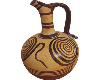 ミノア文明の螺旋模様オイノコエ陶器の水差し花瓶 古代ギリシャ - Etsy