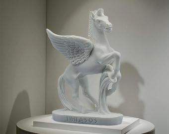 Pegasus Winged Horse Mythology Statue Handmade Alabaster Sculpture 5.90 in - 15cm