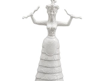 Minoïsche slang godin standbeeld albast oude Griekenland Romeinse mythologie sculptuur beeldje vruchtbaarheid kunst decor