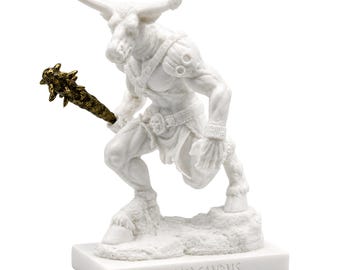 Minotaurus Statue Alabaster Ancient Greece Mythology Sculpture Monster of Labyrinth