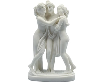 Estatua de las Tres Gracias en alabastro blanco, diosas griegas, escultura clásica, figura de 13 cm