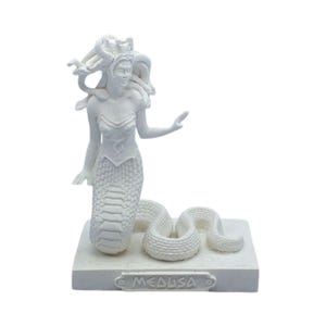 Medusa Mythology Figurine Greek Gorgon Snake Statue Handmade Alabaster Sculpture 13cm