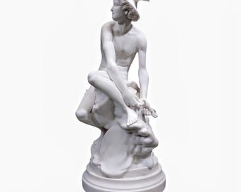 Mercury Alabaster Statue Handmade Louvre Mercury by Pigalle Classical Greek Roman Figurine