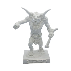 Minotaur Statue White Alabaster Greek Mythology Labyrinth Monster Figurine 13cm