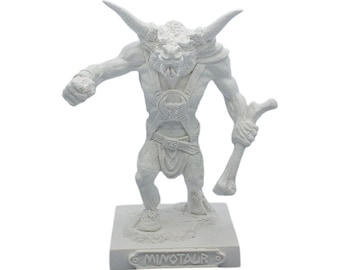 Minotaur Statue White Alabaster Greek Mythology Labyrinth Monster Figurine 13cm