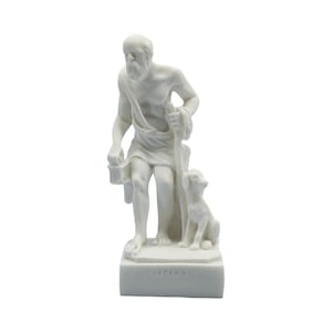 Diogenes Of Sinope Statue White Alabaster Ancient Greek Philosopher Figurine 15cm