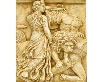 Pergamon Altar Lion Goddess Relief Sculpture in Plaster from Gigantomachy