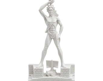 Colossus Rhodes Statue Alabaster Helios Sol Sun God Sculpture Figurine Ancient Greece Art World Decor