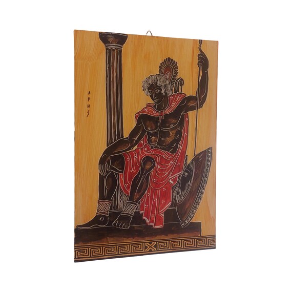 戦争の神アレスの壁アート ギリシャ神話の戦士パネル 手描き - Etsy 日本